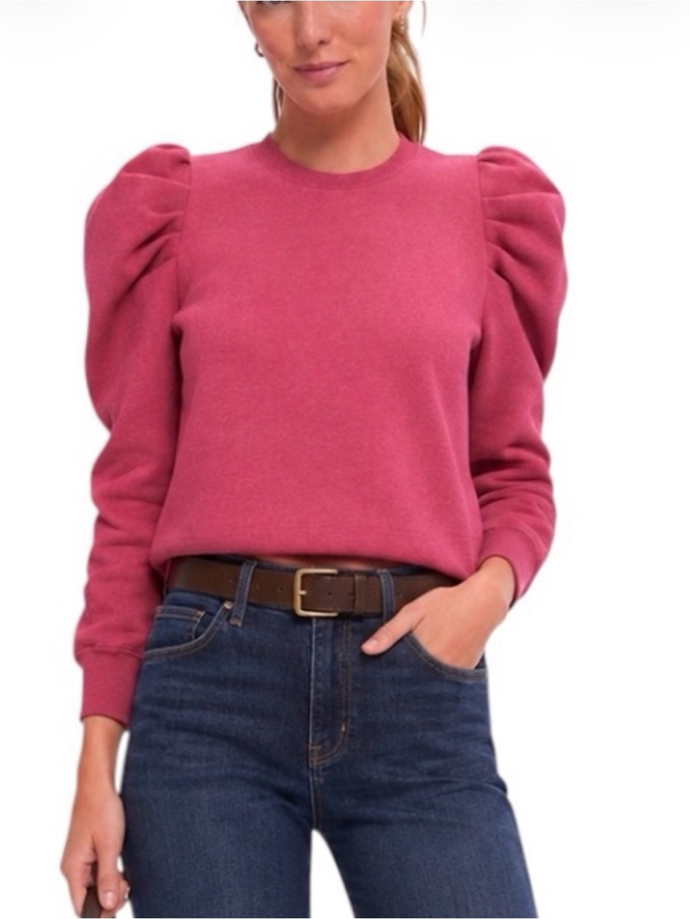 NWT Tuckernuck Heathered Pink Puff Sleeve Maisie Pullover
